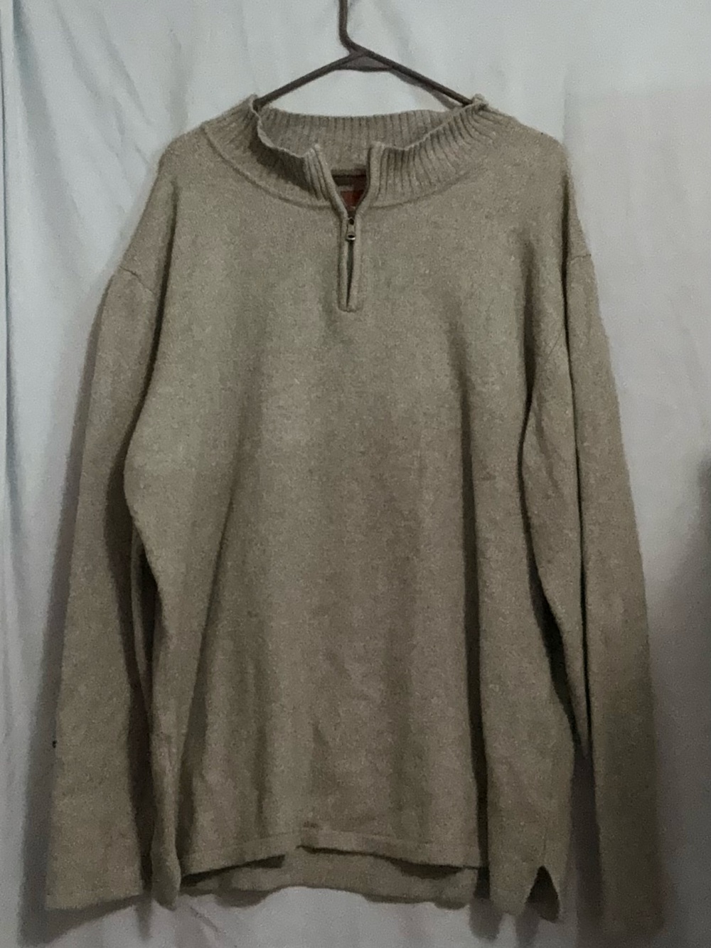 Vertical Robert Comstock 3XT Men's Heathered Sage Green Quarter Zip Sweater Tall